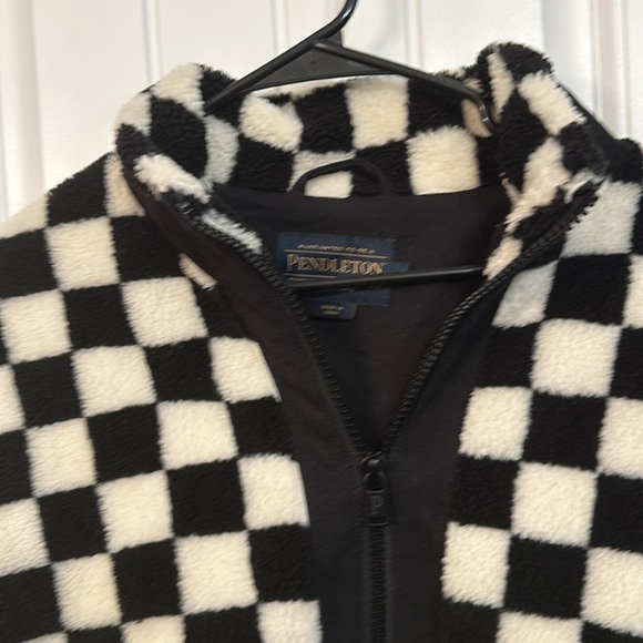 Pendelton Checkerboard White Black Jacket Fleece Size Large - Picture 3 of 14